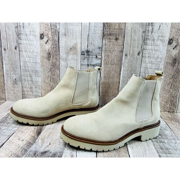 Enzo Tesoti Chelsea Cream Vegan Suede Leather Boots sz 40/9.5 - Picture 1 of 10